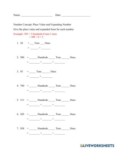 Place Value and Expanding Numbers