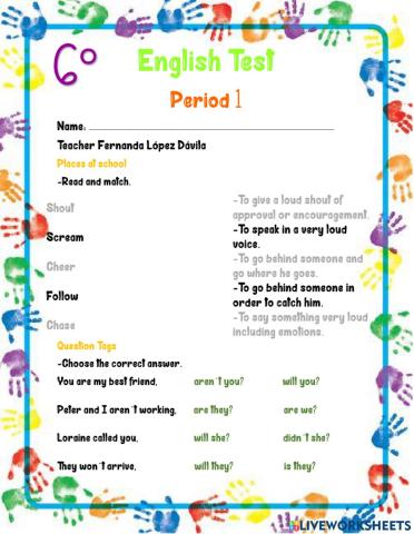 English Test 6th Grade