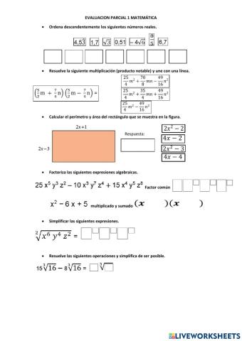Factoreo, fracciones, raíces