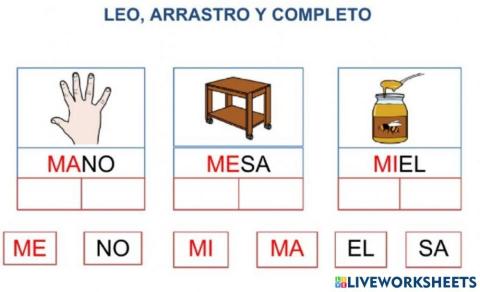 Palabras con las silabas ma,me,mi,mo,mu