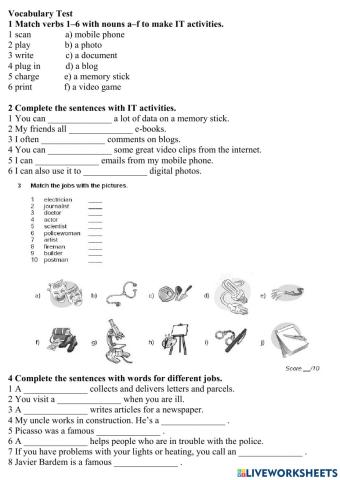 Vocabulary test Unit2