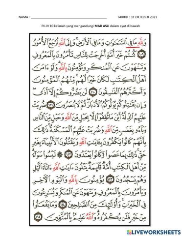 Membaca surah Ali-Imran
