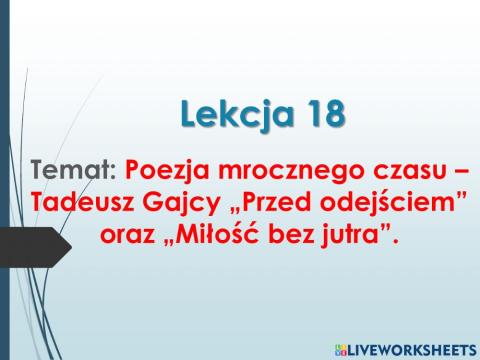 Tadeusz Gajcy -Miłość bez jutra-