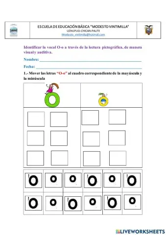 Identificar la vocal O mediante pigtogramas