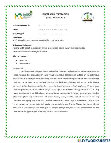Lkpd up sistem pencernaan