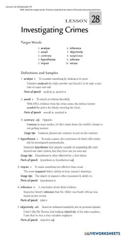Vocalubary itp L28 and L29