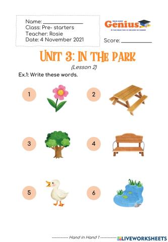 Unit 4: In the park (Lesson 2)