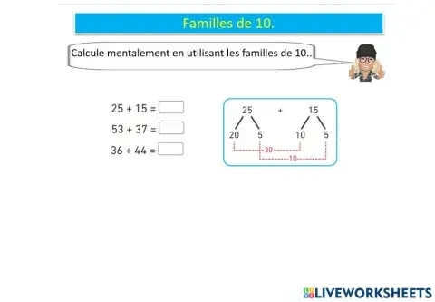 Mathematiques familles de 10 teacher geraldine s7
