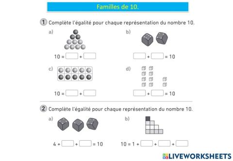 Mathematiques familles de 10 teacher geraldine s7