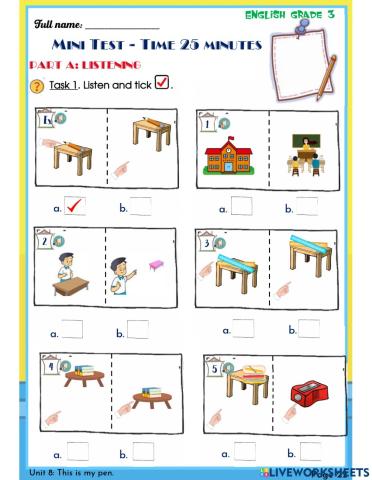 Unit 8: This is my pen.- grade 3