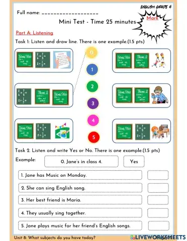 Unit 8. What subjects do you have today?- grade 4