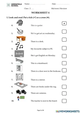 Starter  reading and writing test