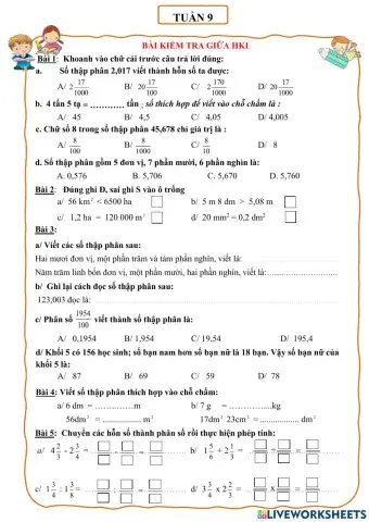 Bài kiểm tra giữa HKI