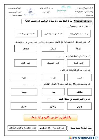نص مصايفنا: الفهم والاستيعاب