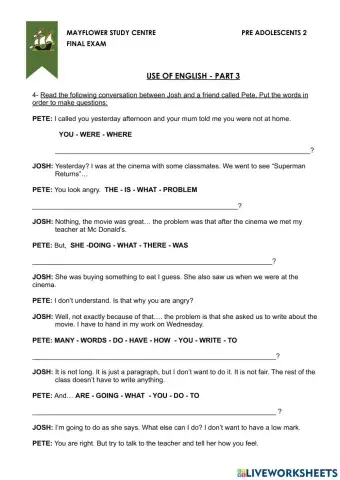 FINAL EXAM PRE ADO 2 USE 3