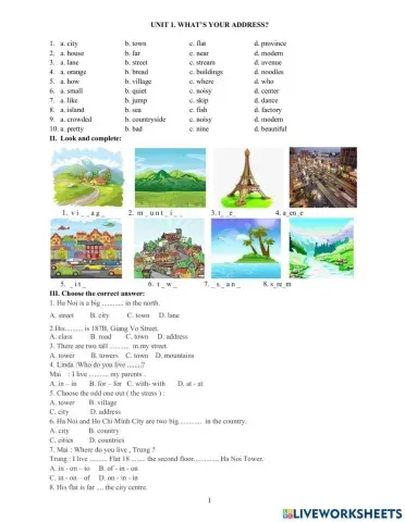 Unit 1. What's your address