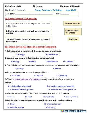 Energy Transfer in Collisions