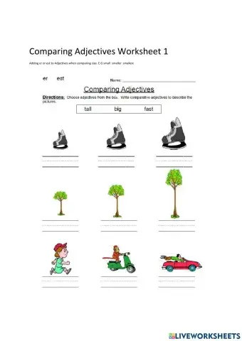 Comparing Adjectives Worksheet 1