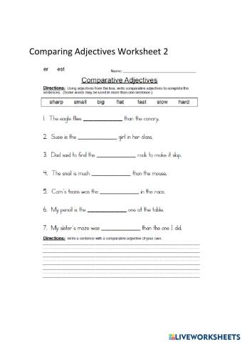 Comparing Adjectives Worksheet 2