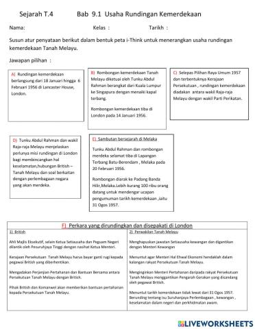Sejarah T.4  Bab  9.1  Usaha Rundingan Kemerdekaan