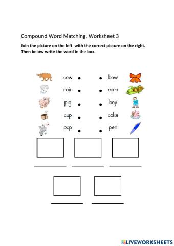 Compound Word Matching Worksheet 3