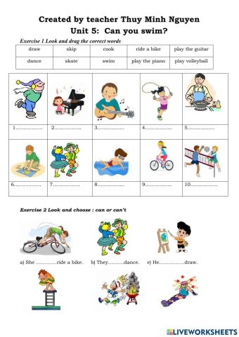 Unit 5 Can you swim?