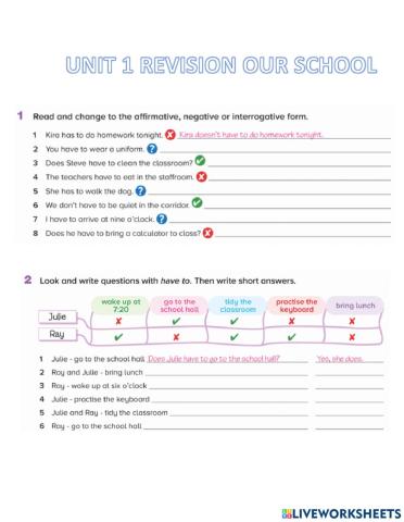 Unit 1 revision our school