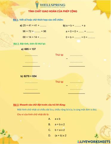 Tính chất giao hoán của phép cộng