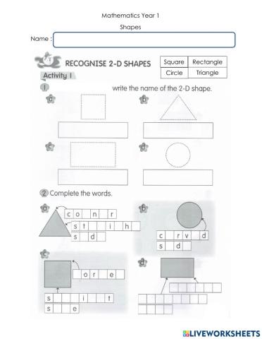 Recognise 2-d shapes