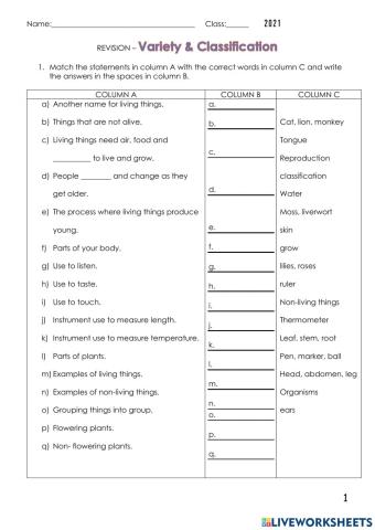 Variety and classification