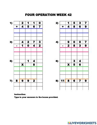 Four Operations Week 42