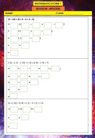 Combination of Operations for Integers (2)