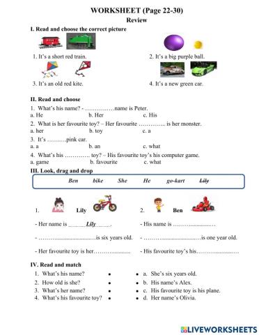 Grade 1 - Review 2 -  Page 22-30