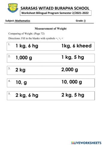 Measurement of Weight