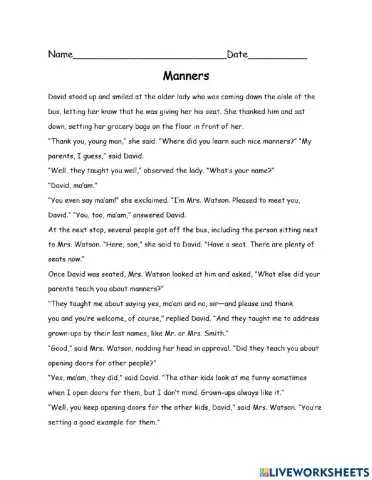 Good Manners Story