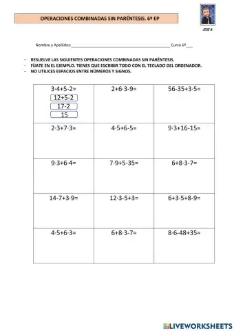 COMBINADAS SIN PARENTESIS 1 6º