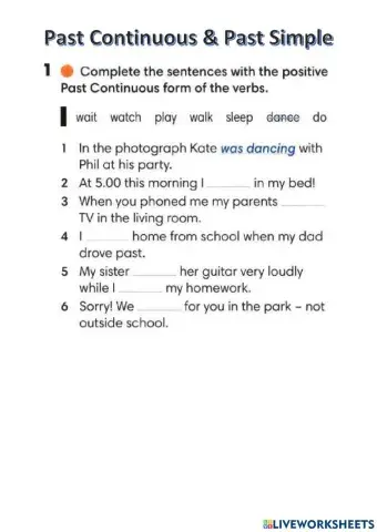 Wider World 2 - Unit 6.4 - Grammar (Past Continuous & Past Simple - workbook)