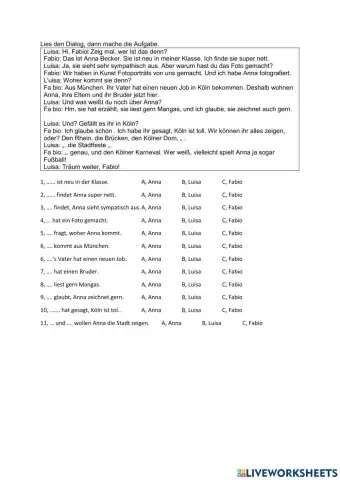 Dialog, Bildbeschreibung