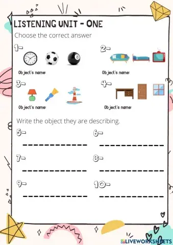 Listening describing objects PRE
