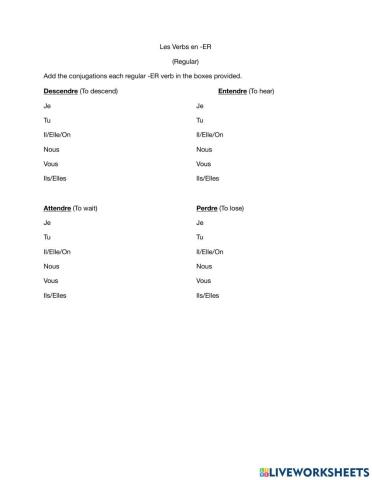 Les verbs en -ER