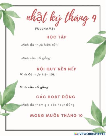 Nhật ký tháng 9