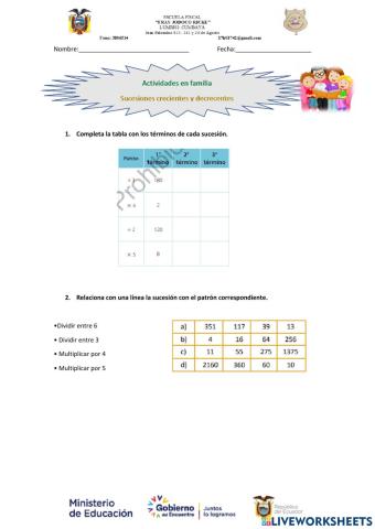 Sucesiones crecientes y decrecientes 7mo. B
