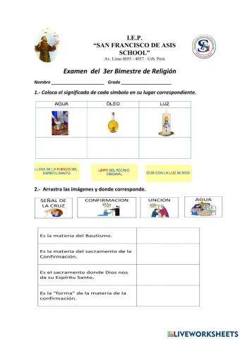 Examen de religión de III Bimestre