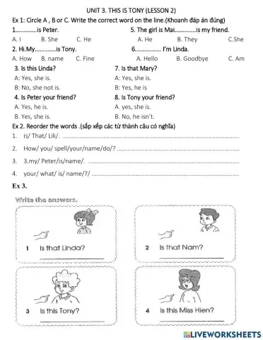 Unit 3.This is Tony.Lesson 2