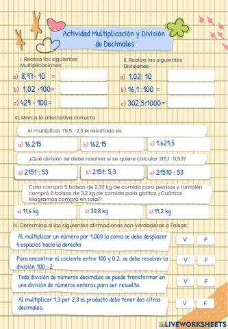 Operatoria con decimales