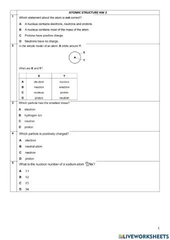 Atomic structure hw2