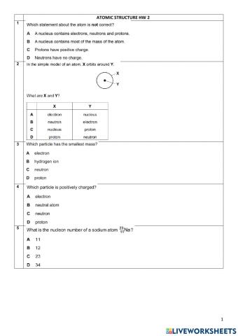 Atomic structure hw2
