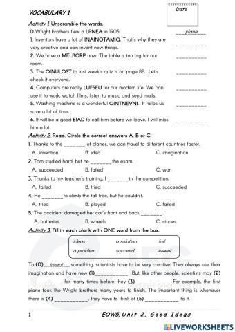 Grade 5 unit 2 vocab 1