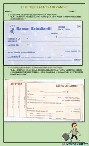 El cheque y la letra de cambio
