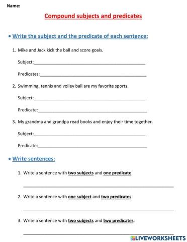 Compound Subjects and Predicates